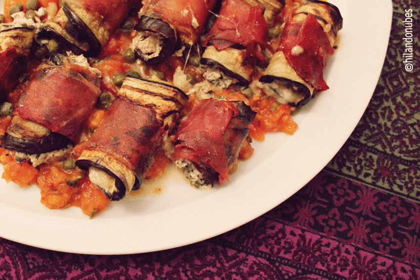 entrehuesosdecereza rollito de berenjena y queso